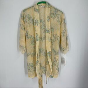 Flora by Flora Nikrooz Women's Chiffon Floral-Print Kimono Robe S / M